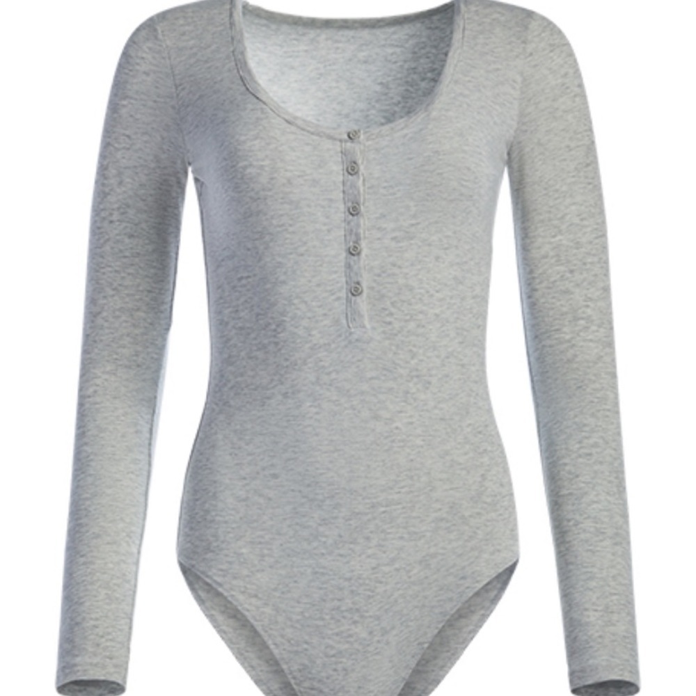 Everlane heather gray henley bodysuit XS